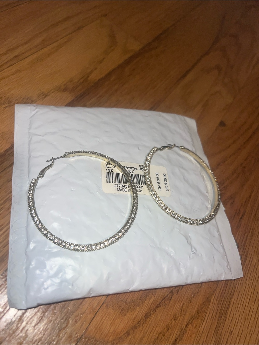 bebe Silver Crystal Pavé Hoop Earrings - Sparkling Silver Hoops